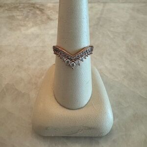 Elegant Pandora Rose Gold Princess Wishbone Ring, Size 8.5